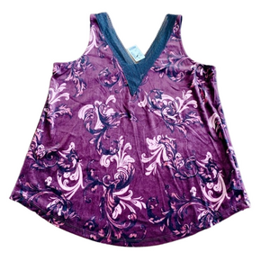 🦃 NWT Michael Studio Purple Velvet V-Neck Shell Size 1X